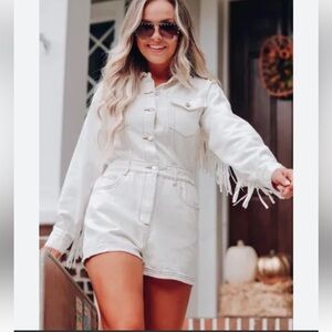 Le Lis Denim romper with fringe